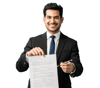 a man showing his resume