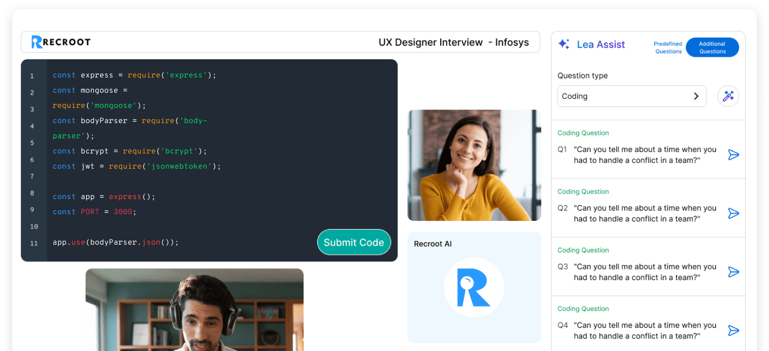 Live coding assessment on AI interview platform